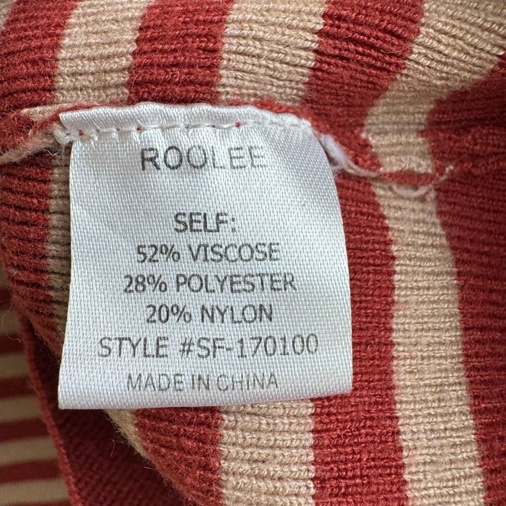 Roolee Denton Teal Orange Red Striped Bell Sleeve Boho Sweater Size Medium - Picture 8 of 8